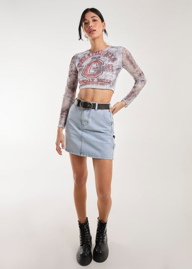 Pink Vanilla Ivory Mesh Athleisure Long Sleeve Net Top