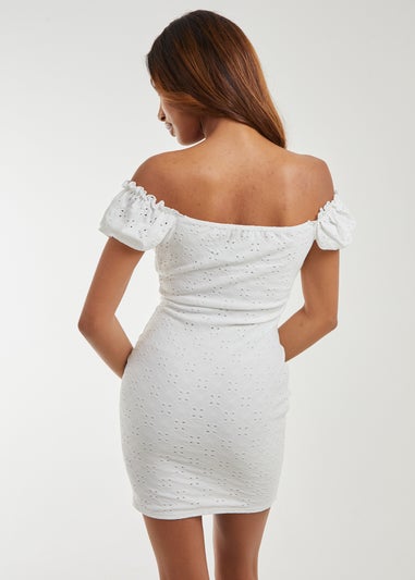 Pink Vanilla White Broderie Jersey Mini Dress