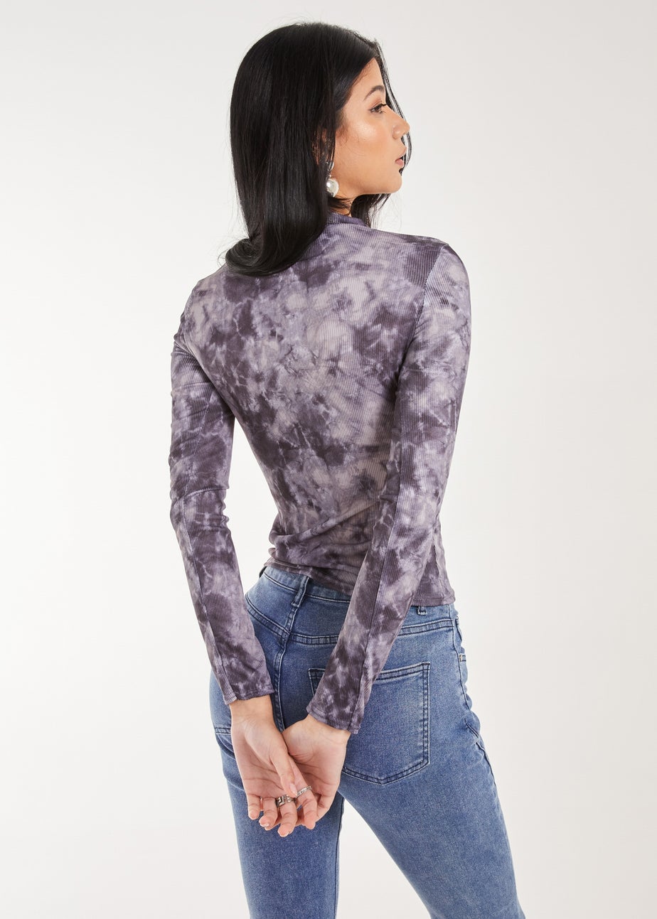 Pink Vanilla Midnight Blue Acid Distressed Look Double Zip Top