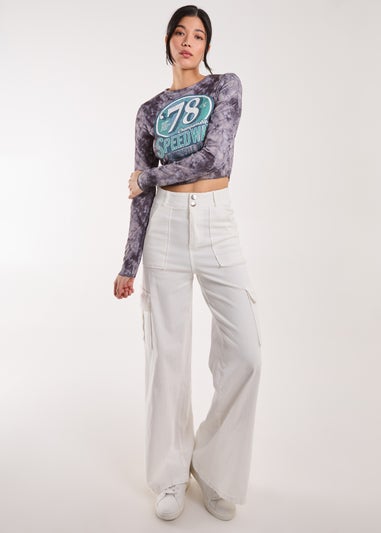 Pink Vanilla Blue Racer Washed Printed Long Sleeve Top