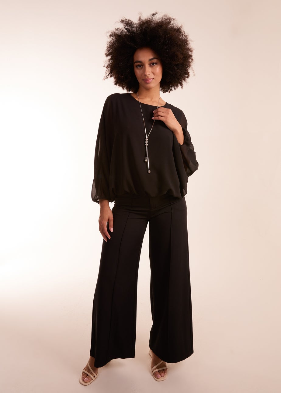 Blue Vanilla Black Batwing Necklace Top