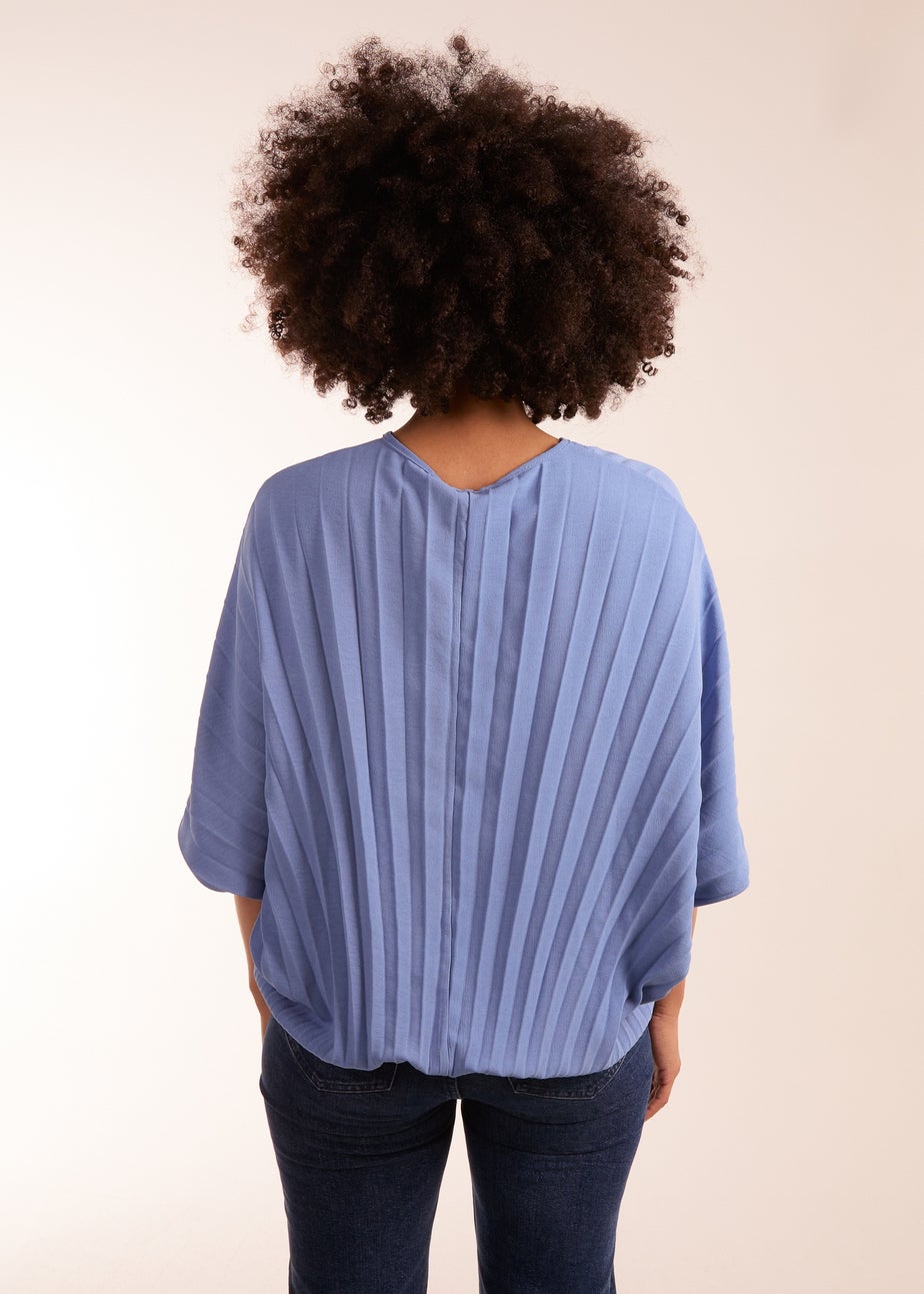 Blue Vanilla Blue Pleated Batwing Top