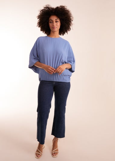 Blue Vanilla Blue Pleated Batwing Top