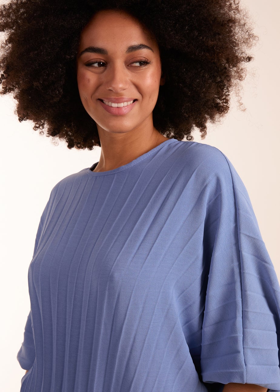 Blue Vanilla Blue Pleated Batwing Top