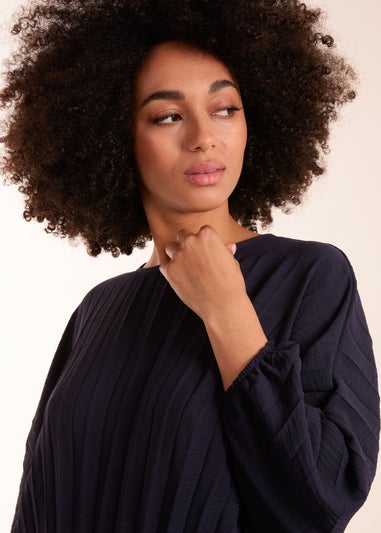 Blue Vanilla Navy Pleated Batwing Top