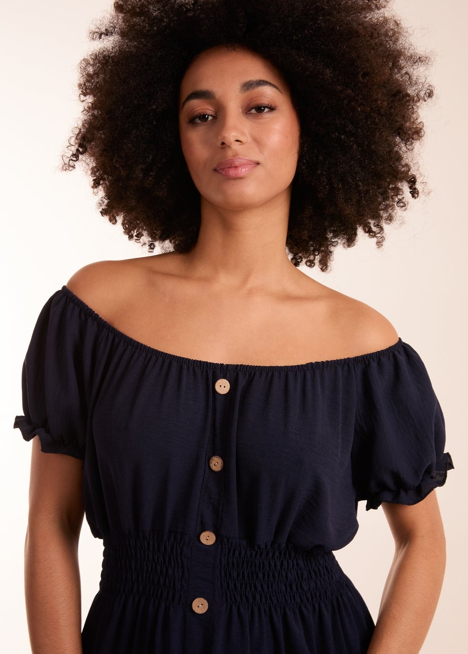 Blue Vanilla Navy Coconut Button Dress