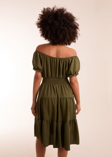 Blue Vanilla Khaki Coconut Button Dress