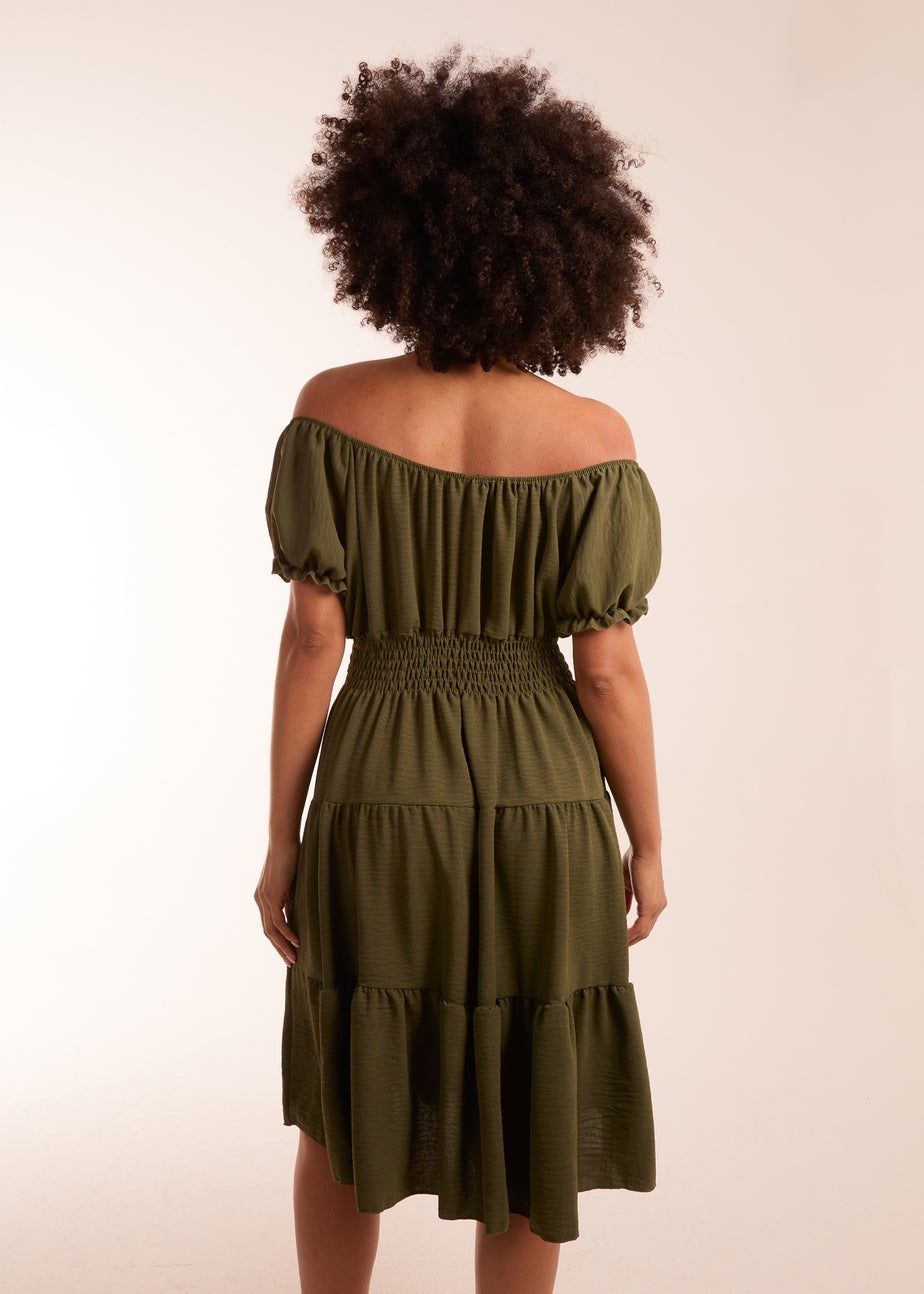 Blue Vanilla Khaki Coconut Button Dress