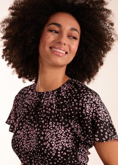 Blue Vanilla Black Frill Sleeve Belted Mini Dress