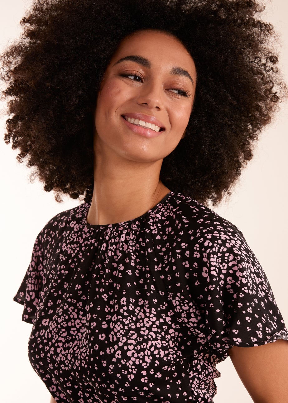 Blue Vanilla Black Frill Sleeve Belted Mini Dress