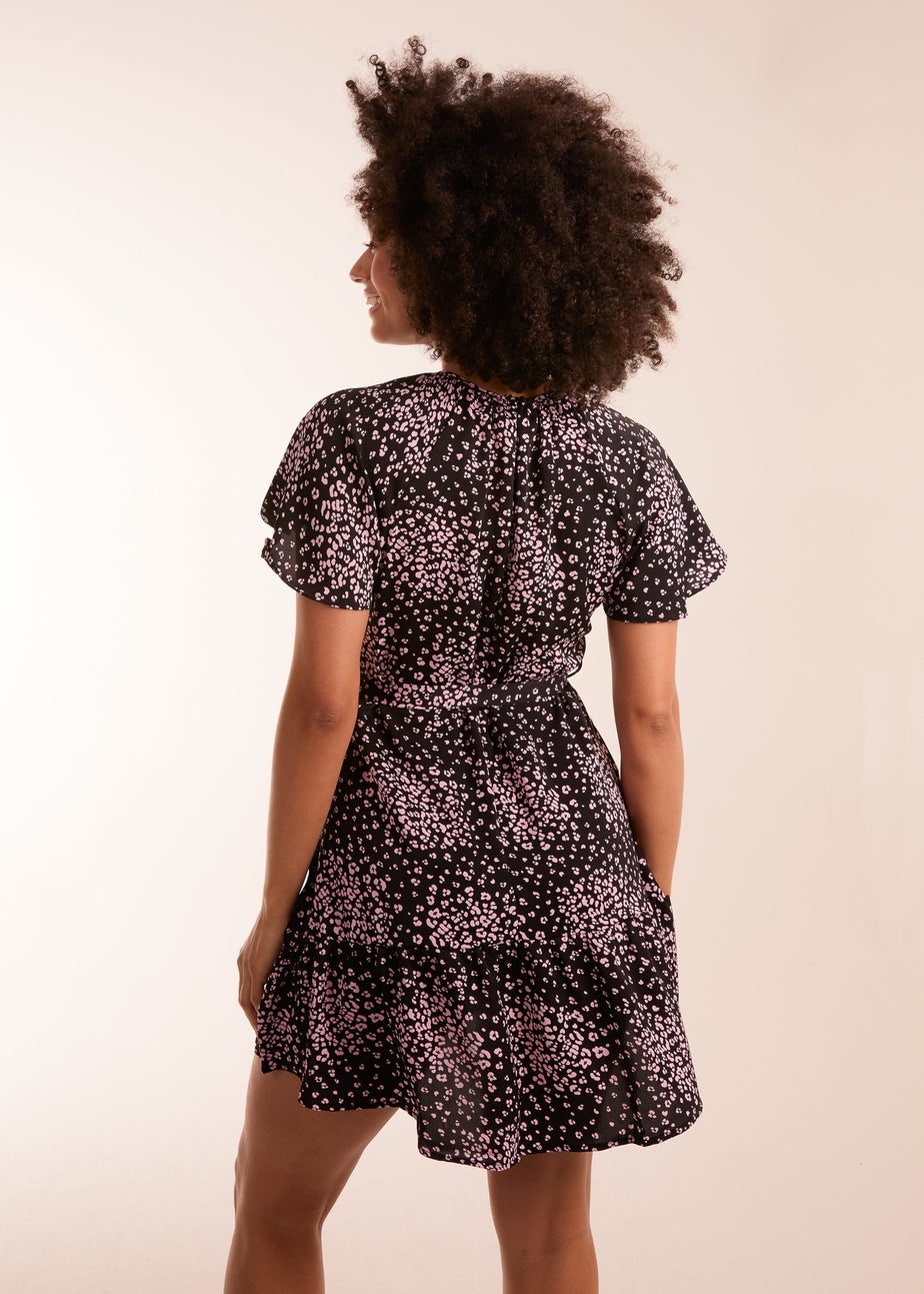 Blue Vanilla Black Frill Sleeve Belted Mini Dress