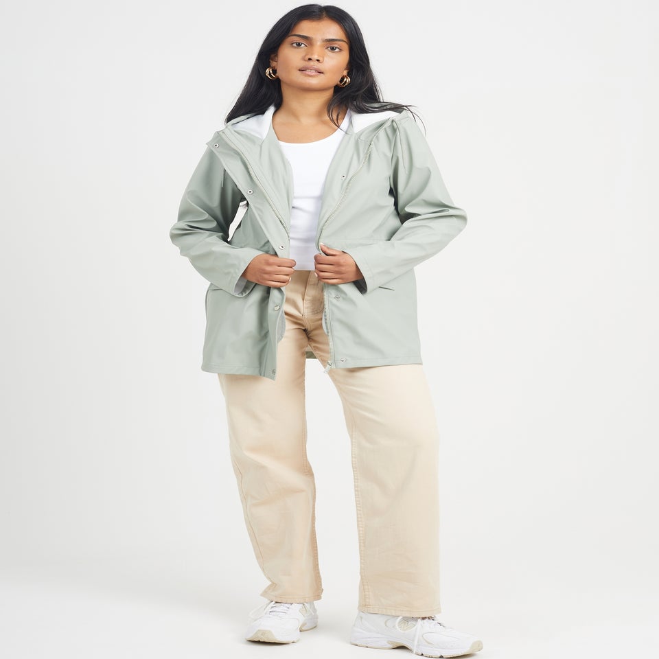 Brave Soul Soft Green Hooded Rain Mac