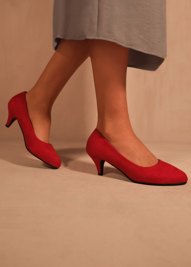 Where's That From Red Pu Shea Low Heel Court Pumps