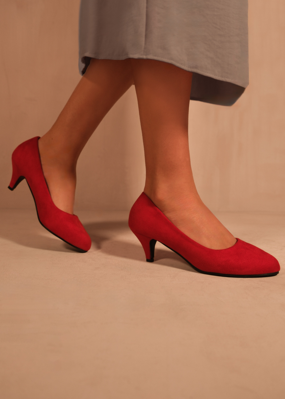 Where's That From Red Pu Shea Low Heel Court Pumps