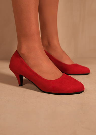 Where's That From Red Pu Shea Low Heel Court Pumps
