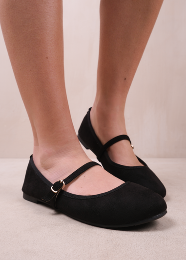 Where's That From Black Suede Josie Ballerina Flats