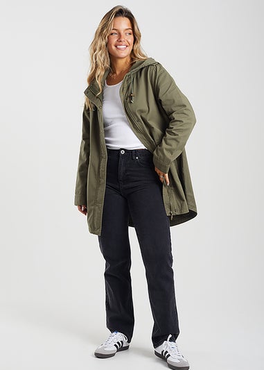 Brave Soul Khaki Cotton Twill Unlined Parka Jacket