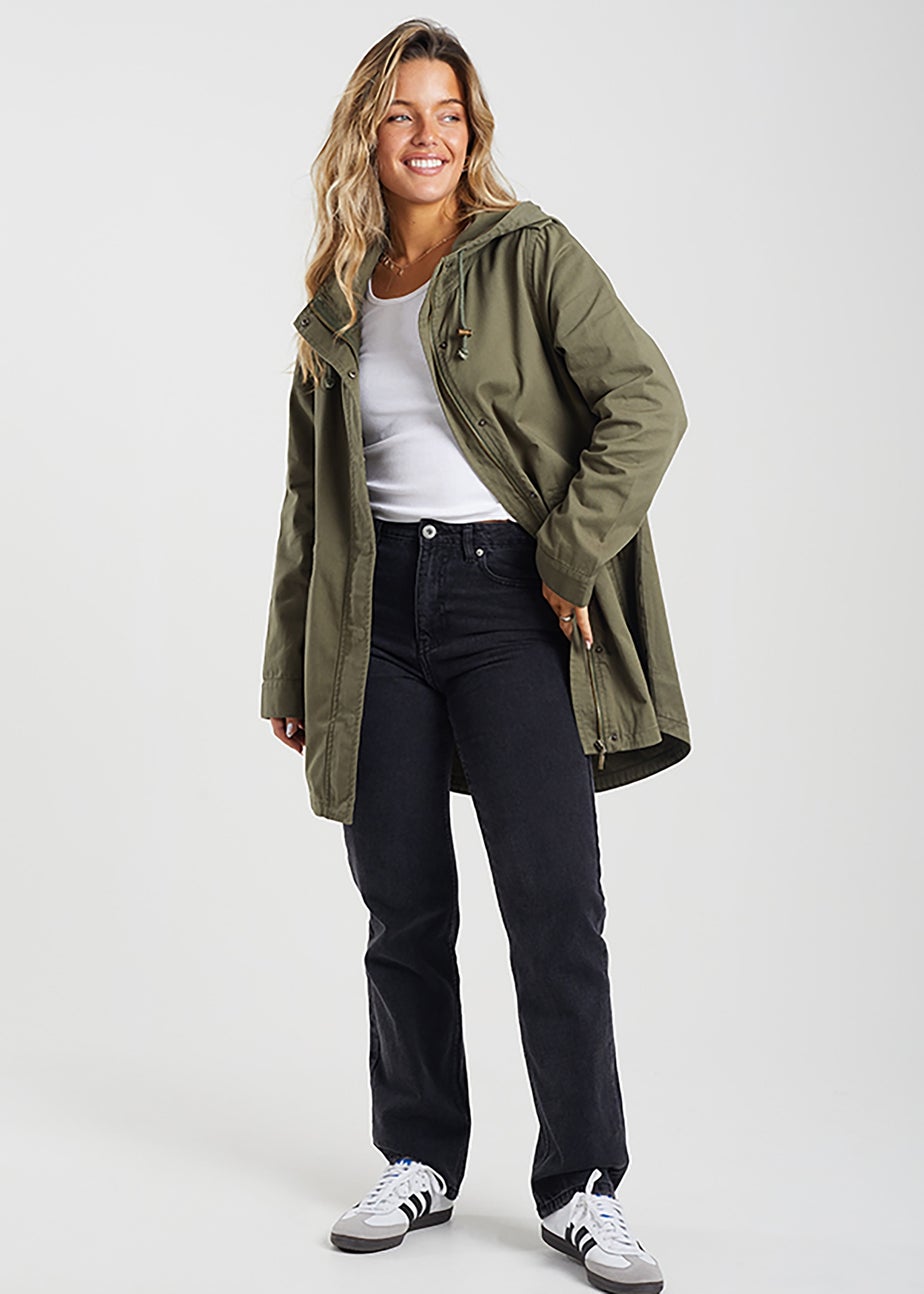 Brave Soul Khaki Cotton Twill Unlined Parka Jacket