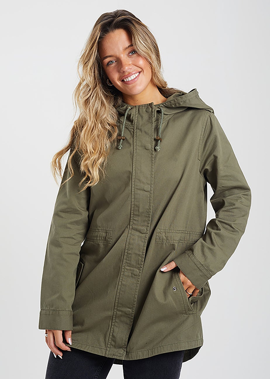 Brave Soul Khaki Cotton Twill Unlined Parka Jacket