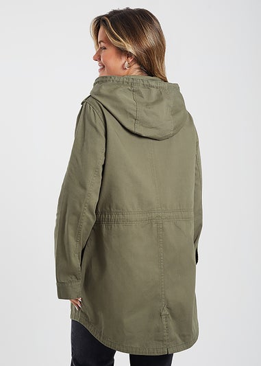 Brave Soul Khaki Cotton Twill Unlined Parka Jacket