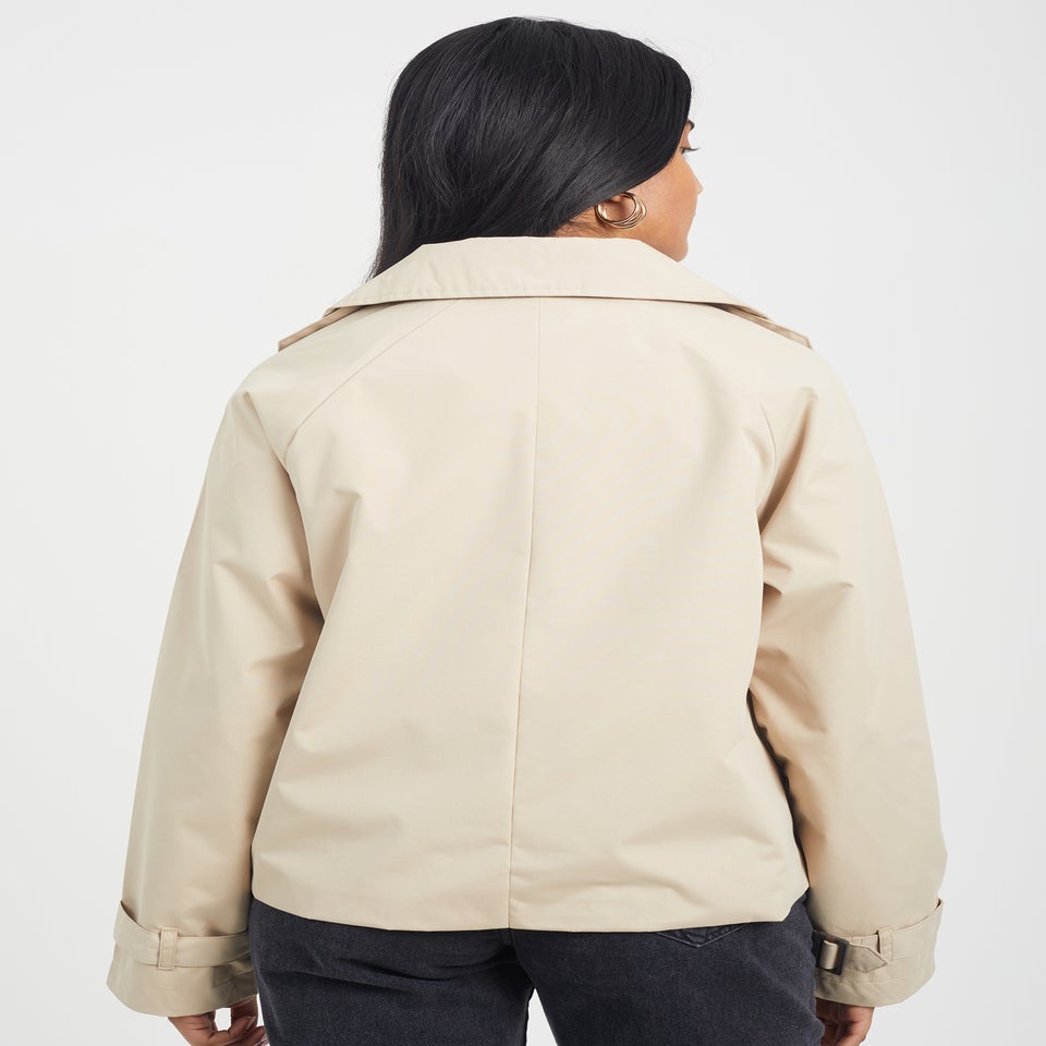 Brave Soul Stone Double Breasted Short Trench Coat