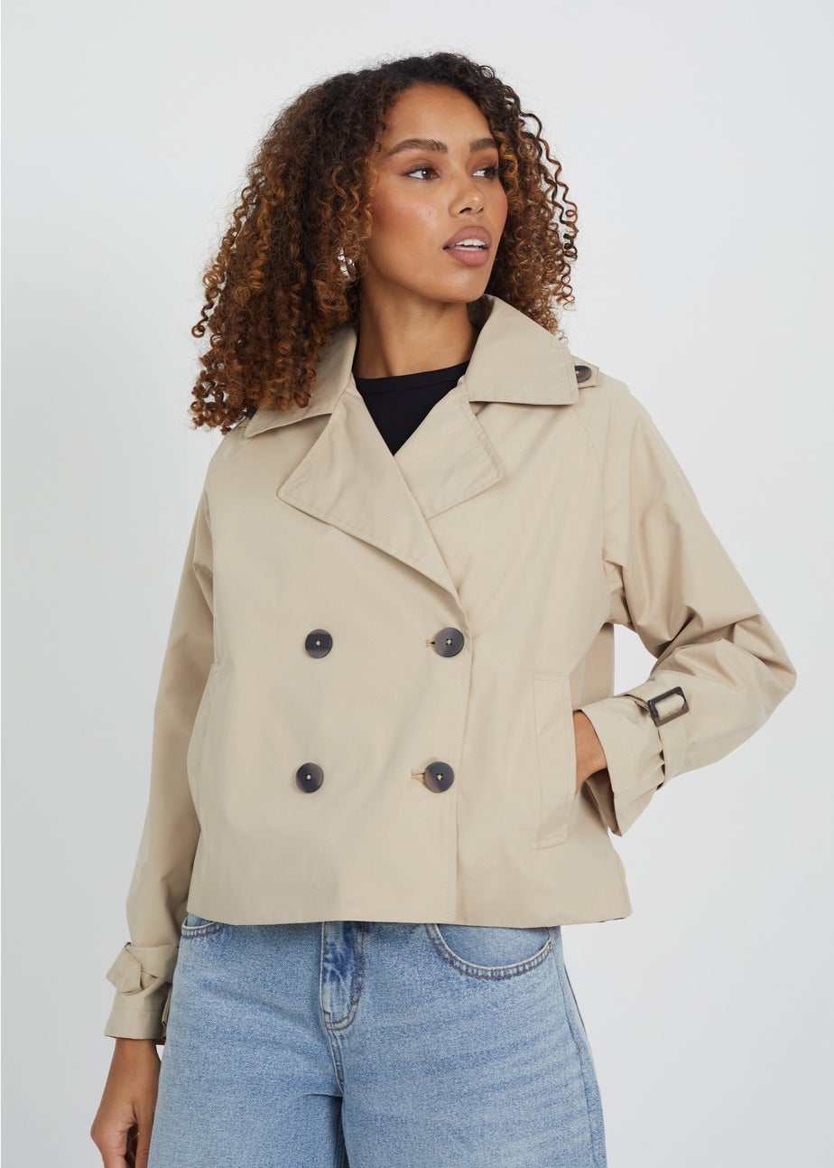 Brave Soul Stone Double Breasted Short Trench Coat