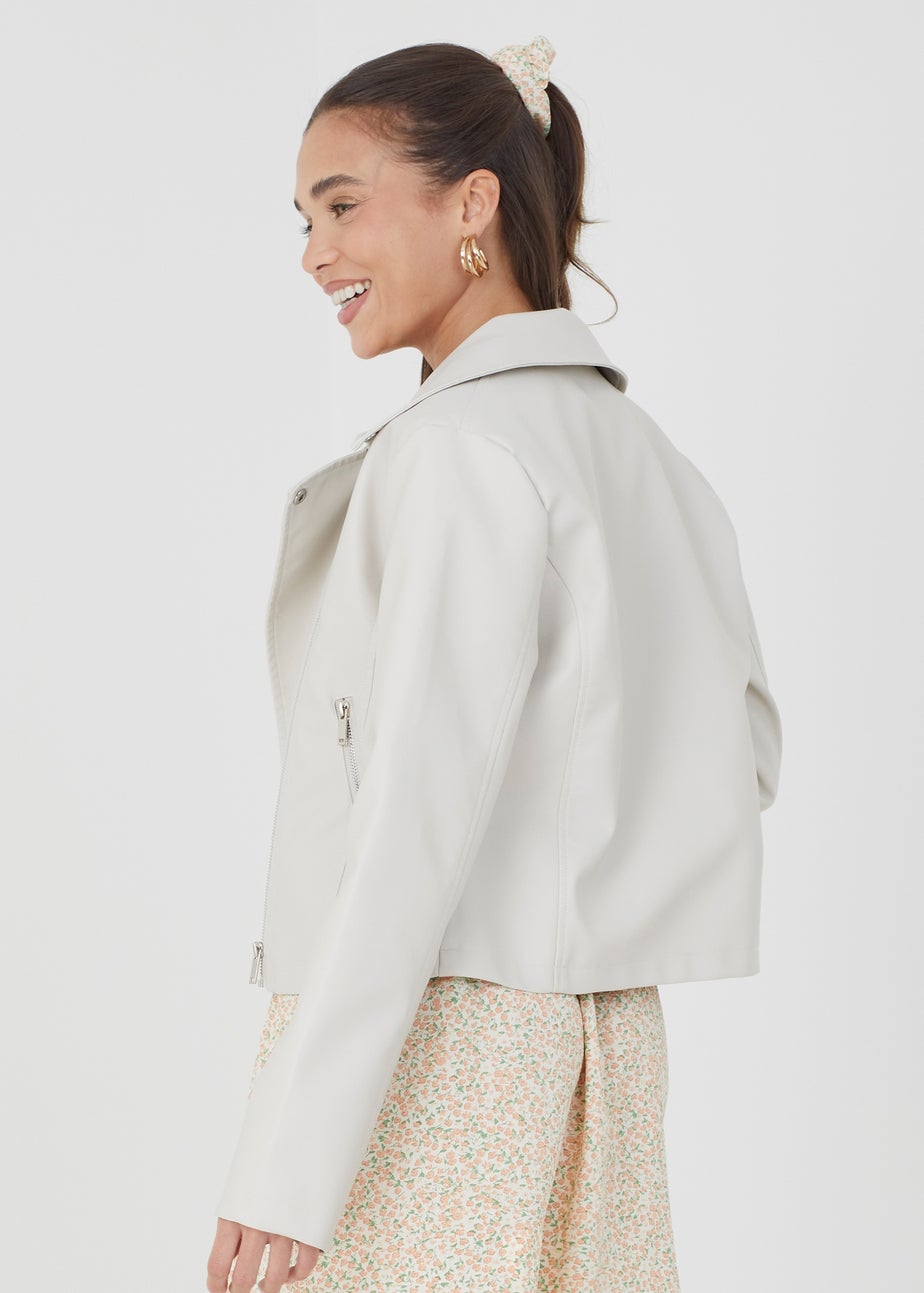 Brave Soul Stone High Shine PU Biker Jacket