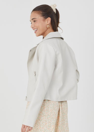 Brave Soul Stone High Shine PU Biker Jacket