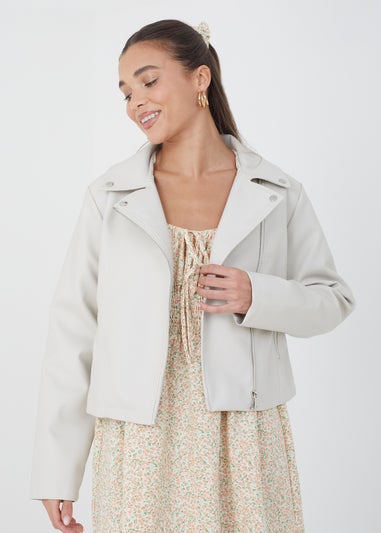 Brave Soul Stone High Shine PU Biker Jacket