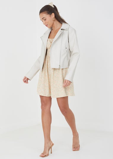 Brave Soul Stone High Shine PU Biker Jacket