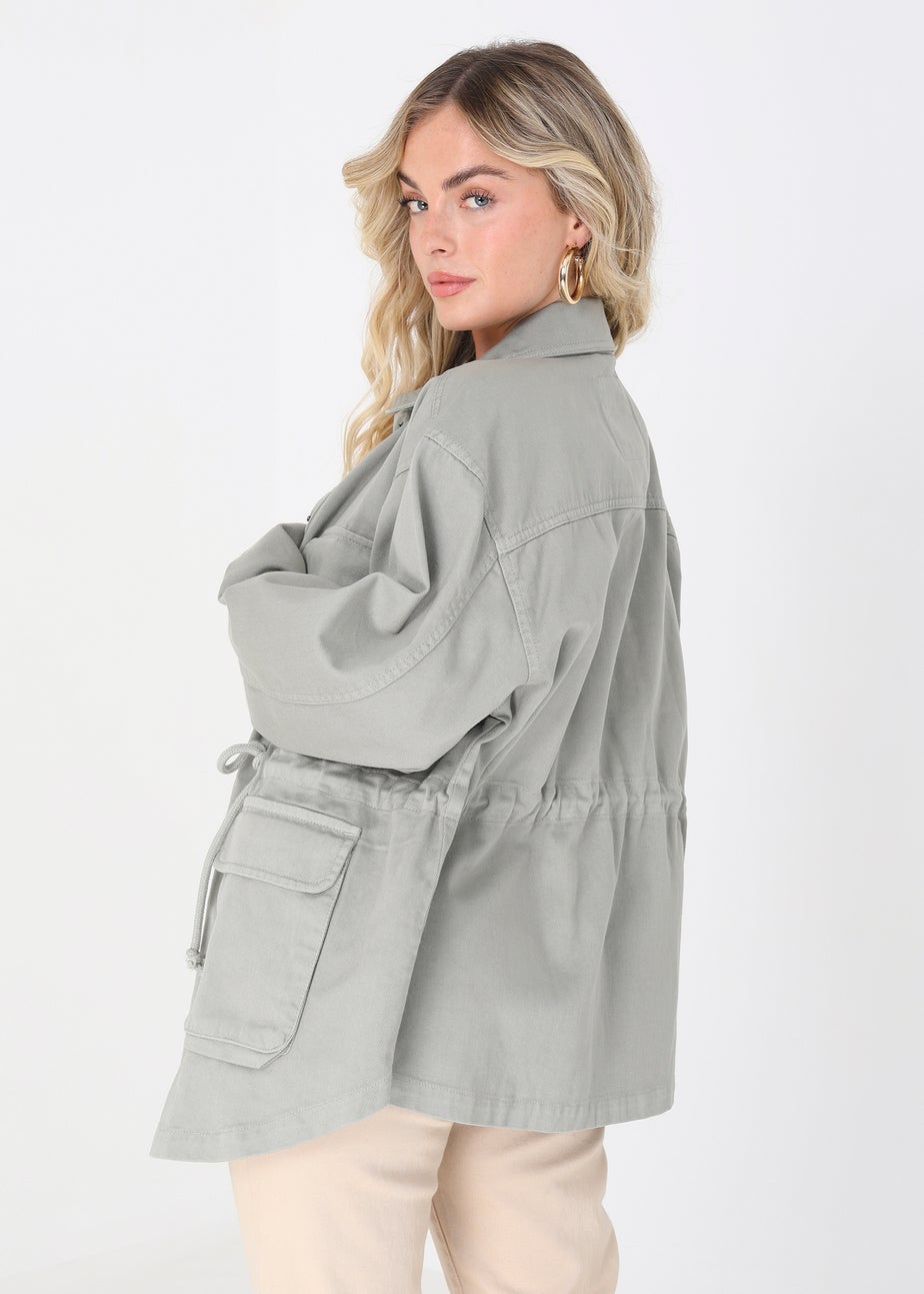 Brave Soul Khaki Cotton Twill Utility Jacket