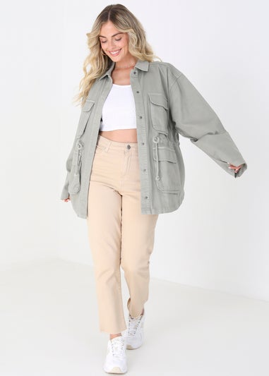 Brave Soul Khaki Cotton Twill Utility Jacket