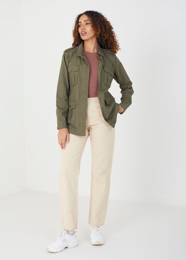 Brave Soul Khaki Cotton Utility Jacket