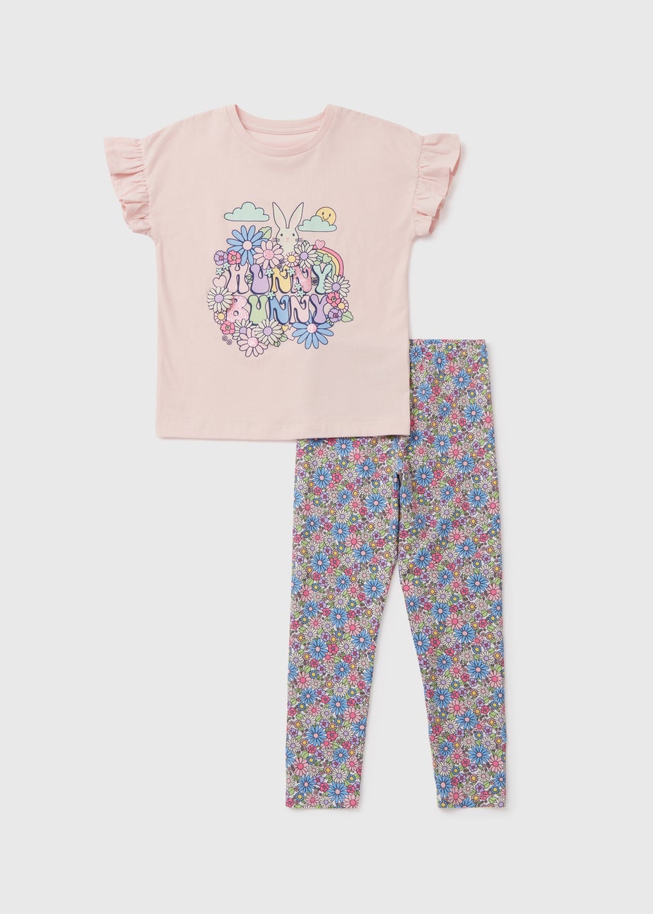 Girls Multicolour Pink Top & Leggings Set (1-7yrs)