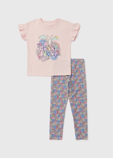 Girls Multicolour Pink Top & Leggings Set (1-7yrs)