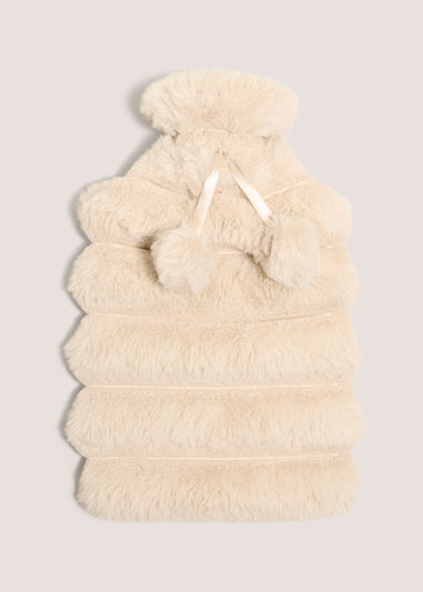 White Fur Hot Water Bottle