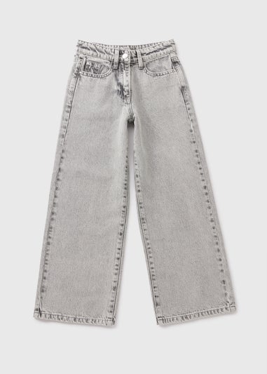 Girls Grey Wide Leg Jeans (7-15yrs)