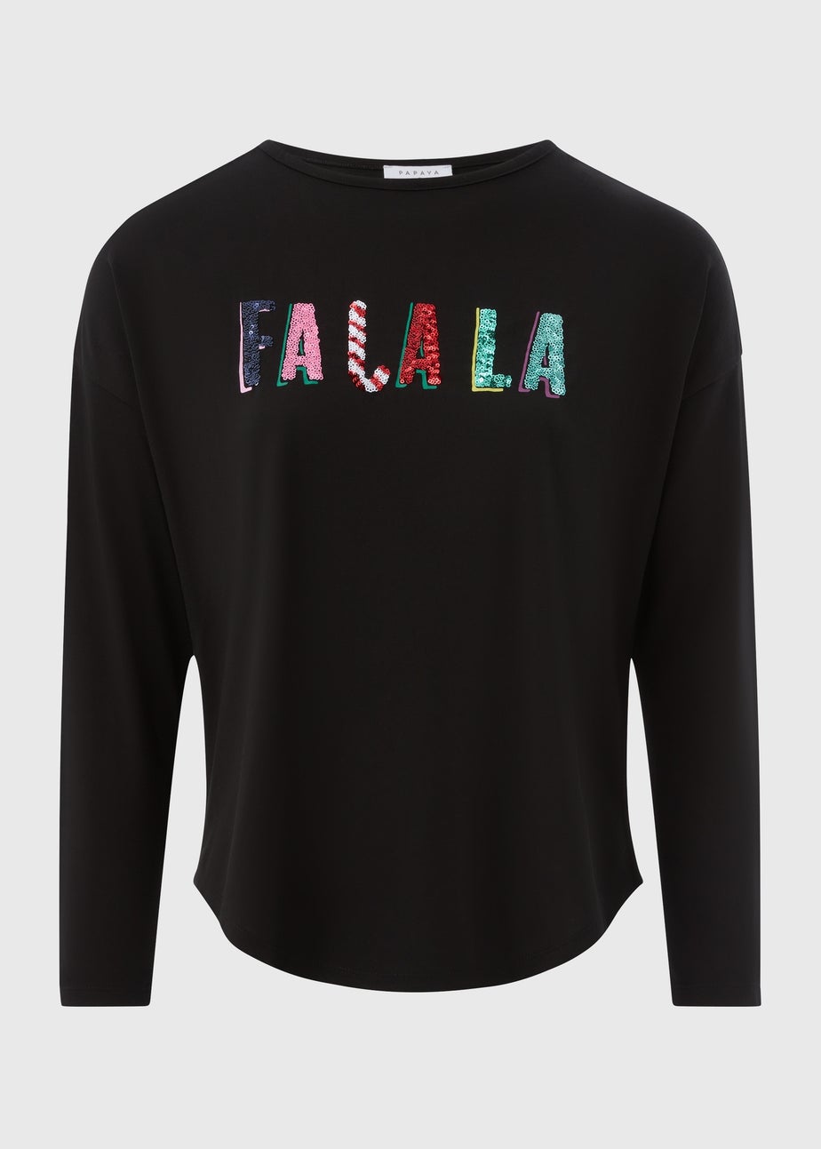 Black Sequin Fa La La Top