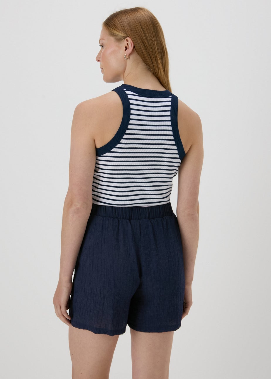 Navy Soft Textured Shorts