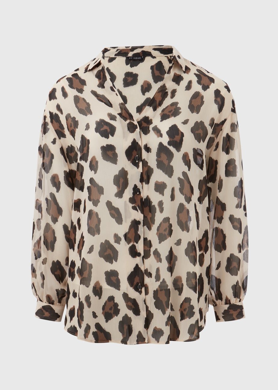 Et Vous Beige Leopard Print Shirt