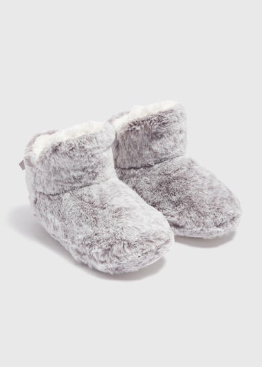 Grey Fur Boot Slipper (Younger 10-Older 5)