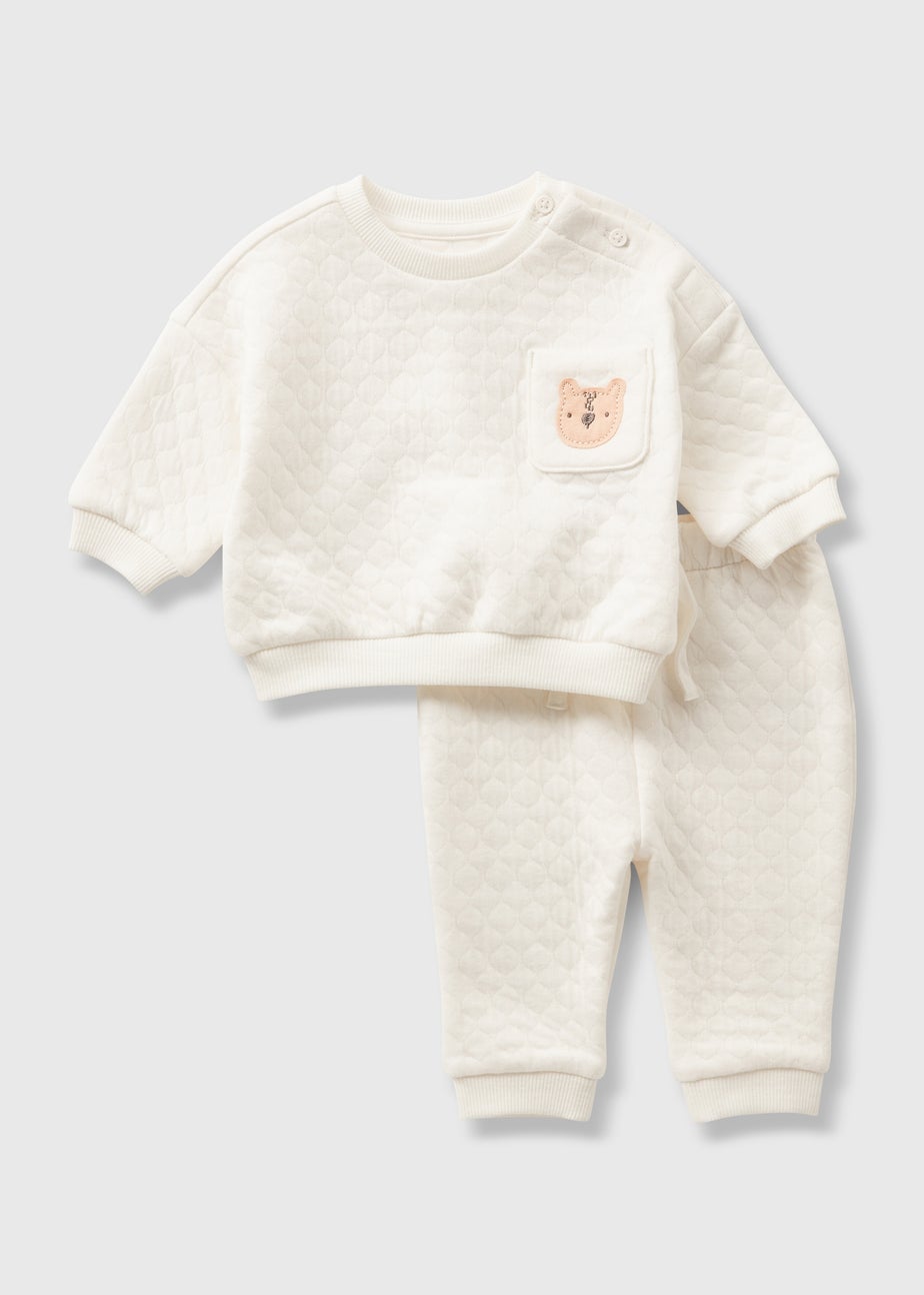 Baby Cream Bear Sweatshirt & Jogging Bottoms Set (Newborn-23mths)