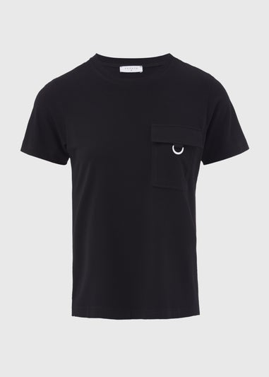 Black Pocket Detail Utility T-Shirt