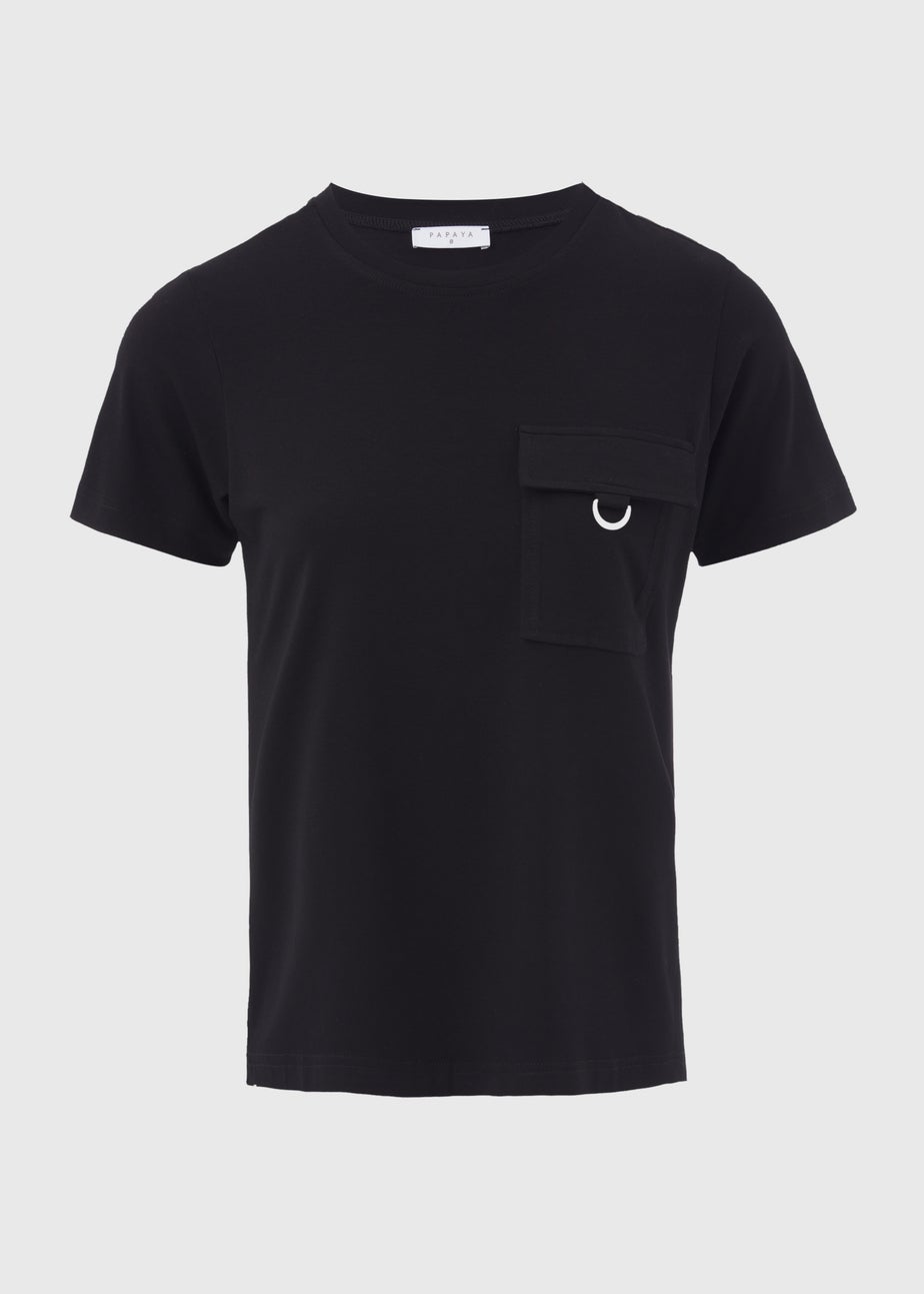 Black Pocket Detail Utility T-Shirt