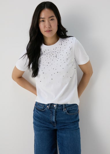 White Embellished T-Shirt