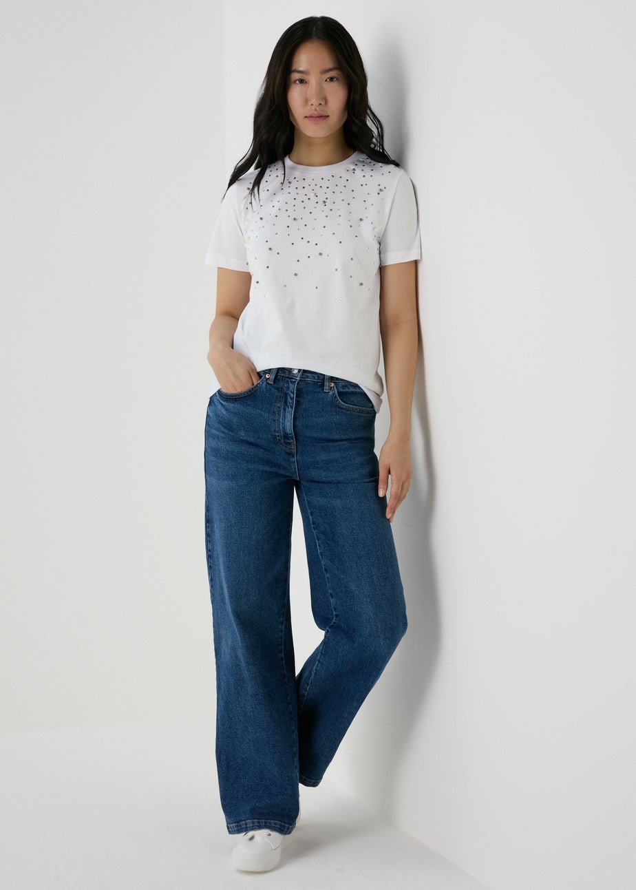 White Embellished T-Shirt