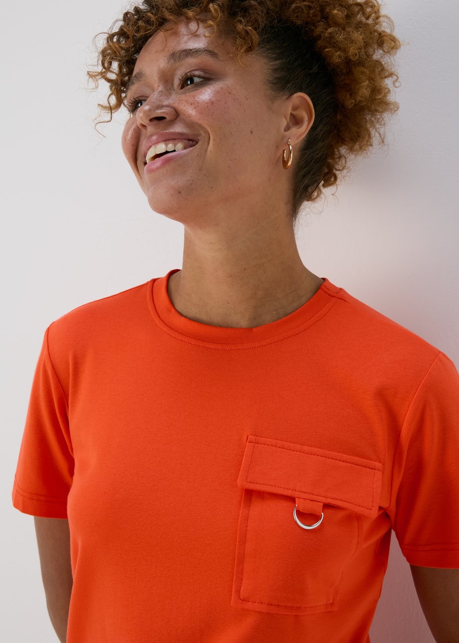 Orange Pocket Detail T-shirt