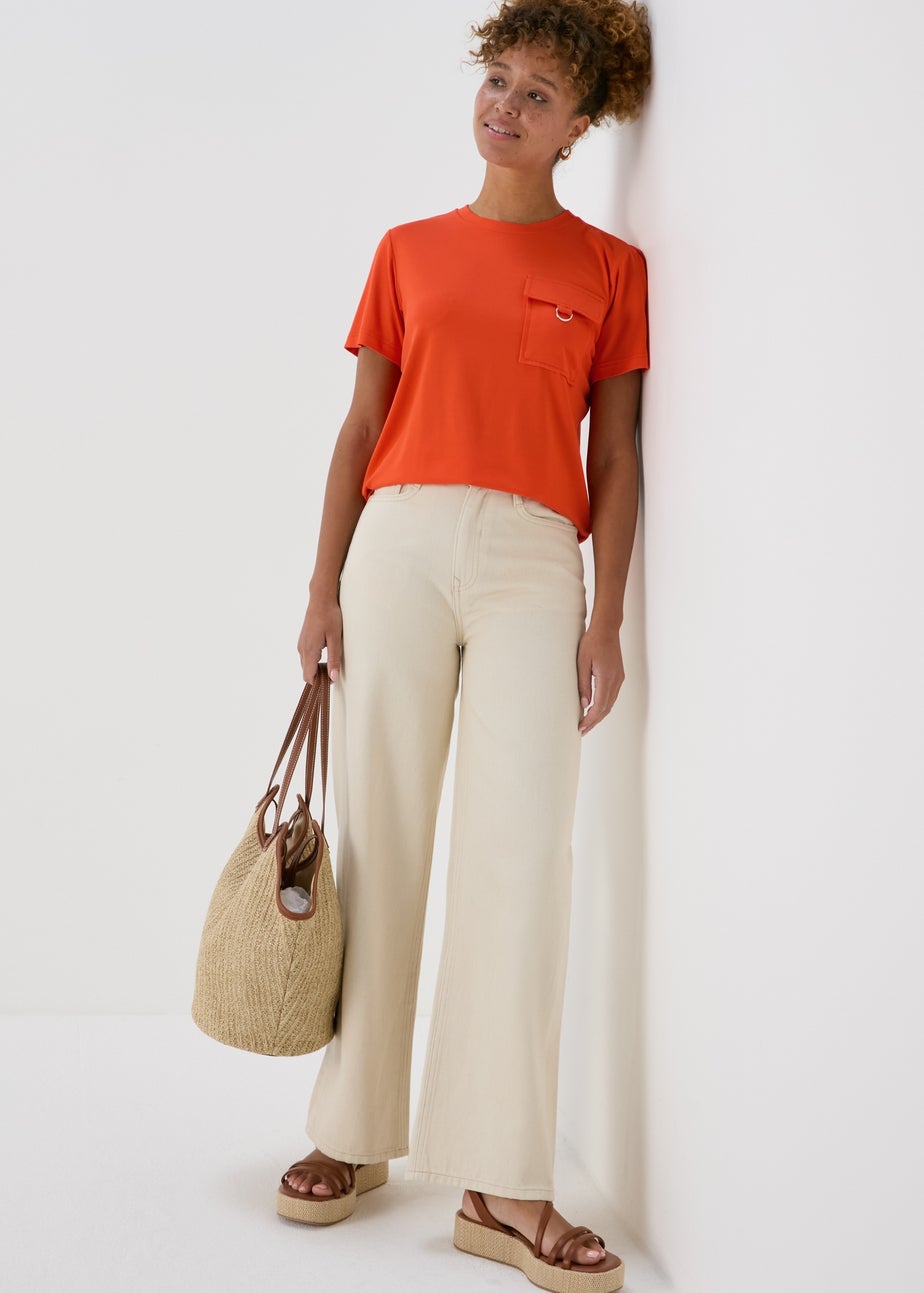Orange Pocket Detail T-shirt