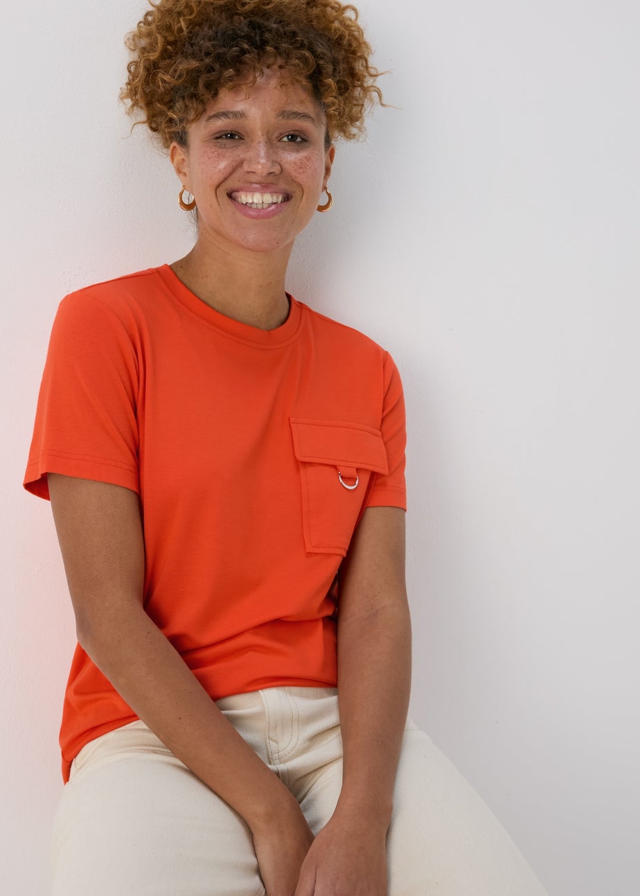 Orange Pocket Detail T-shirt