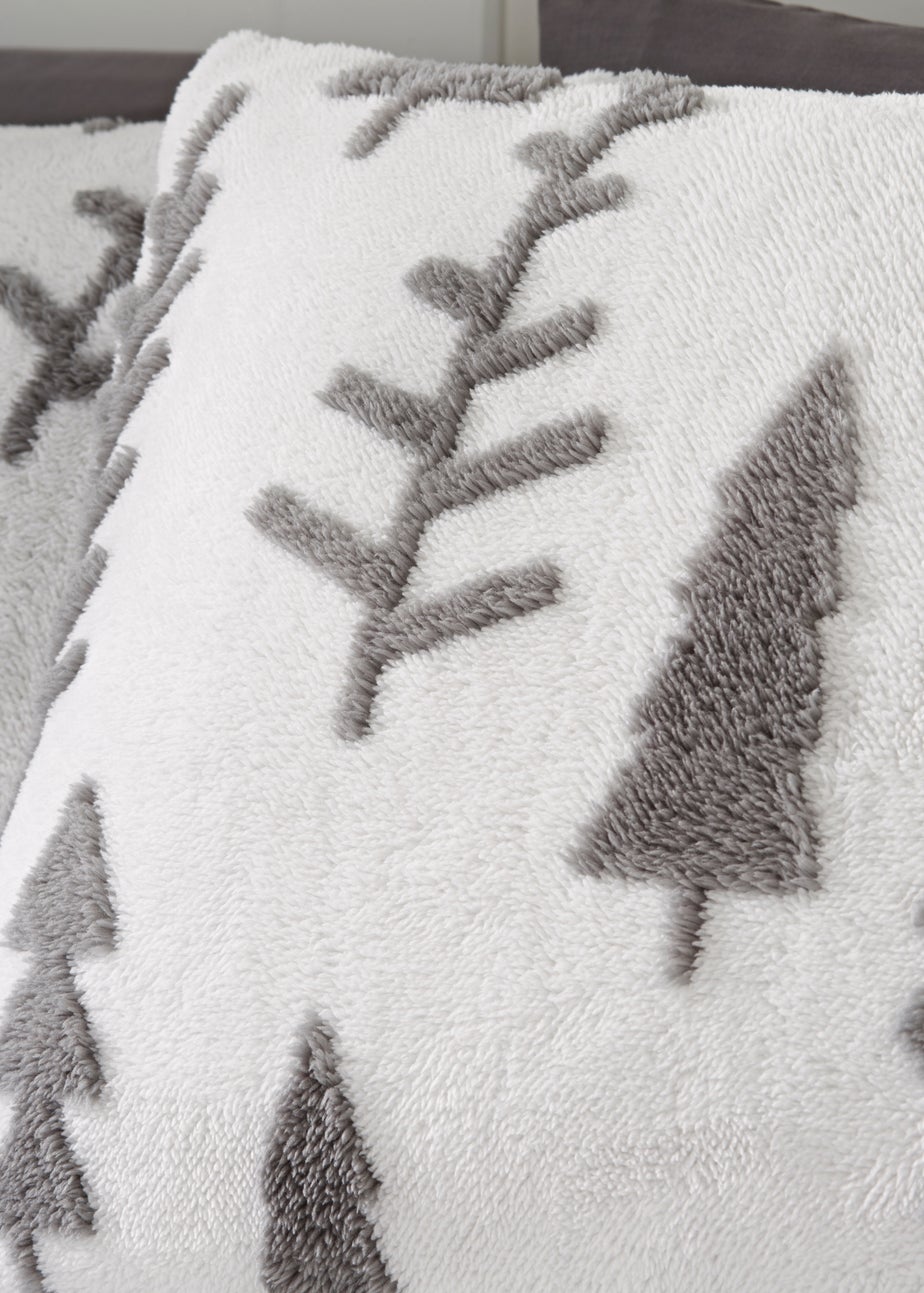 Wondrous Christmas Grey Fleece Tree Duvet Set